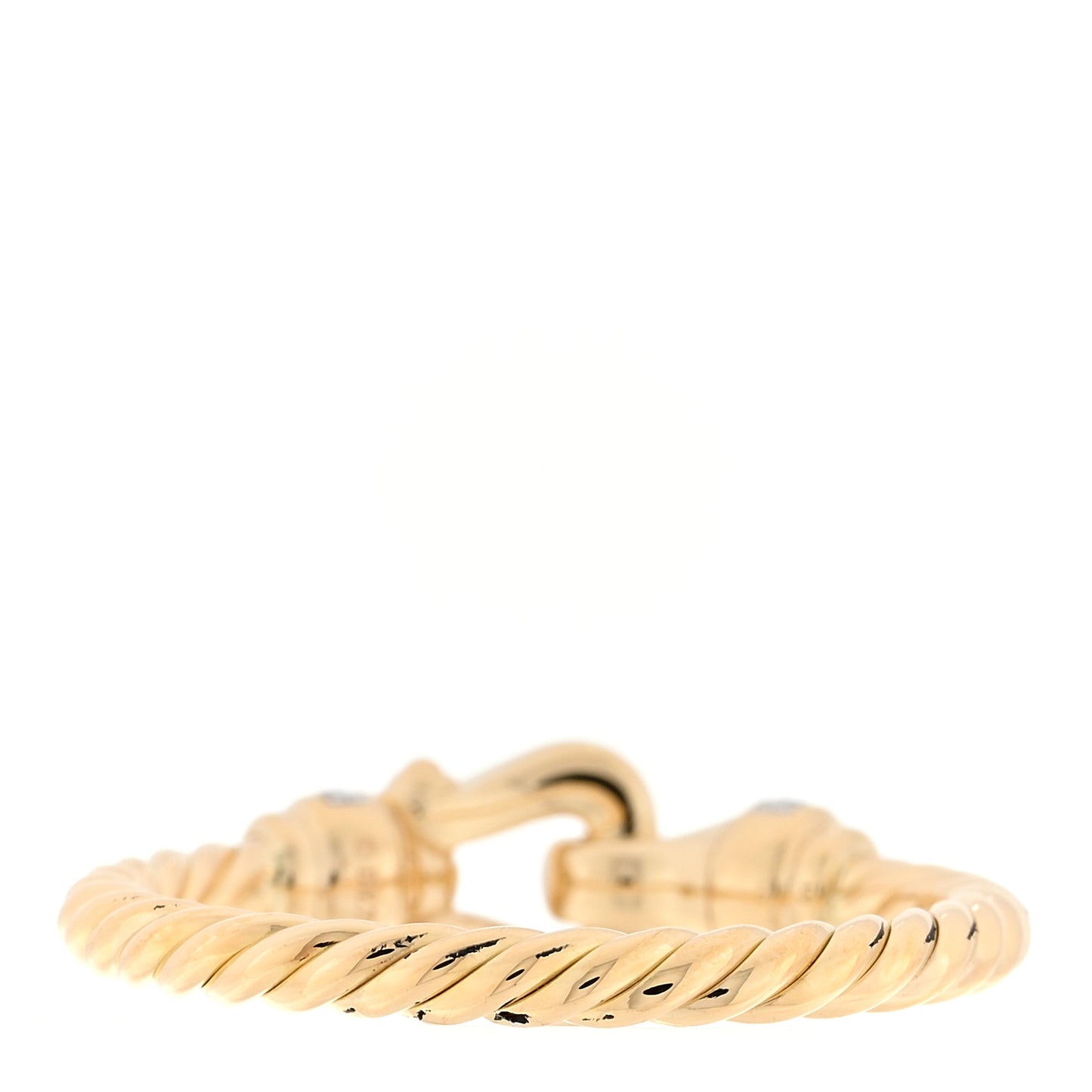 18K Yellow Gold Diamond Petite Buckle Cable Ring 53 6.25