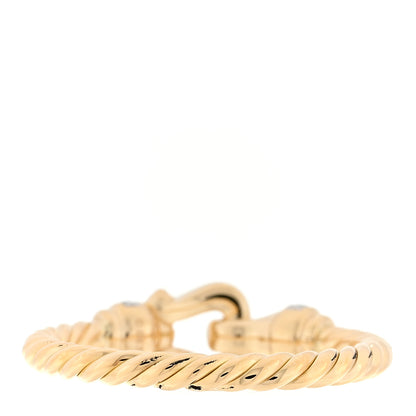 David Yurman 18K Yellow Gold Diamond Petite Buckle Cable Ring 53 6.25 3 of 4