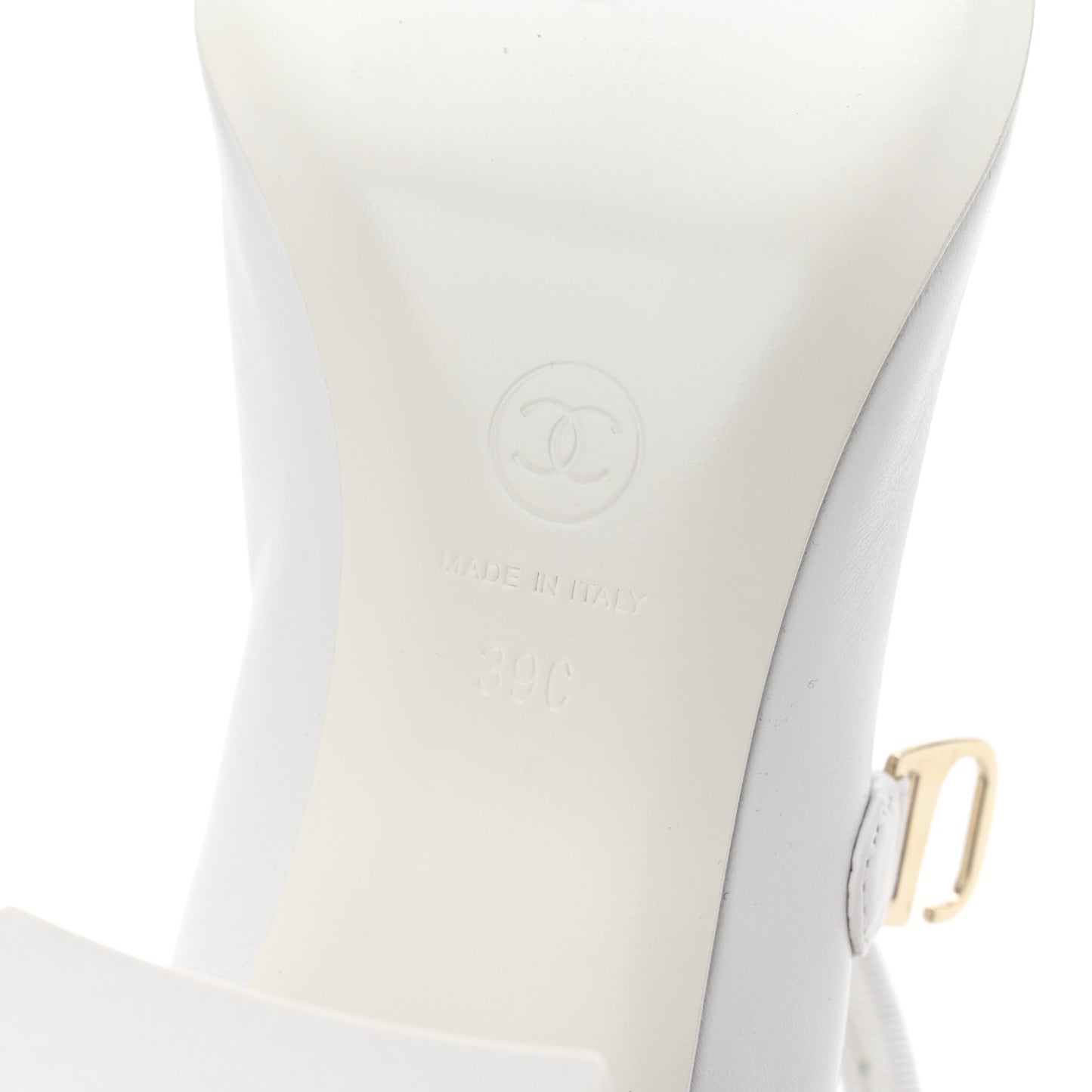 Lambskin CC Cap Toe Mary Jane Pumps 39 White Black