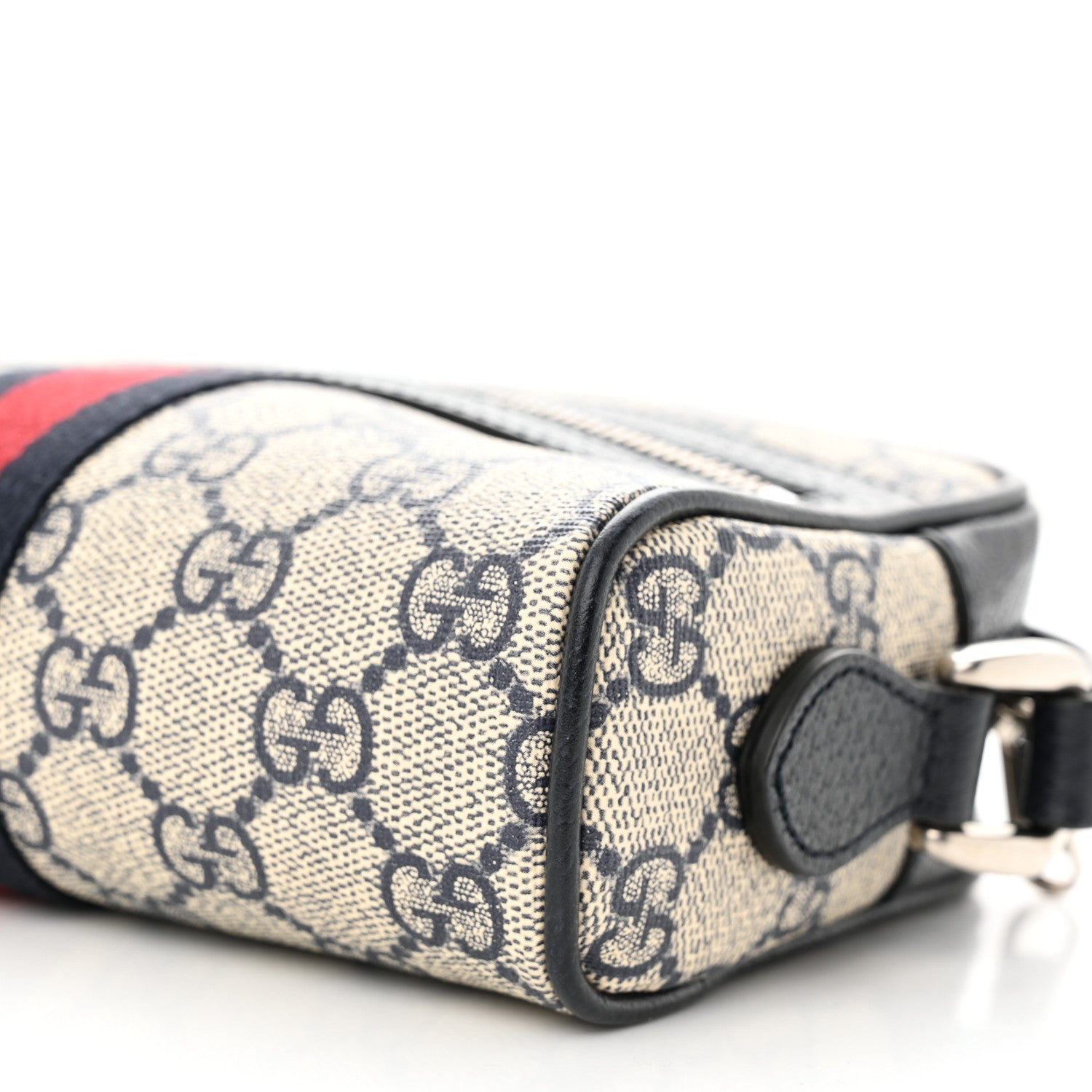 Gucci GG Supreme Monogram Textured Dollar Calfskin Web Mini Ophidia Shoulder Bag Beige Blue 10 of 11