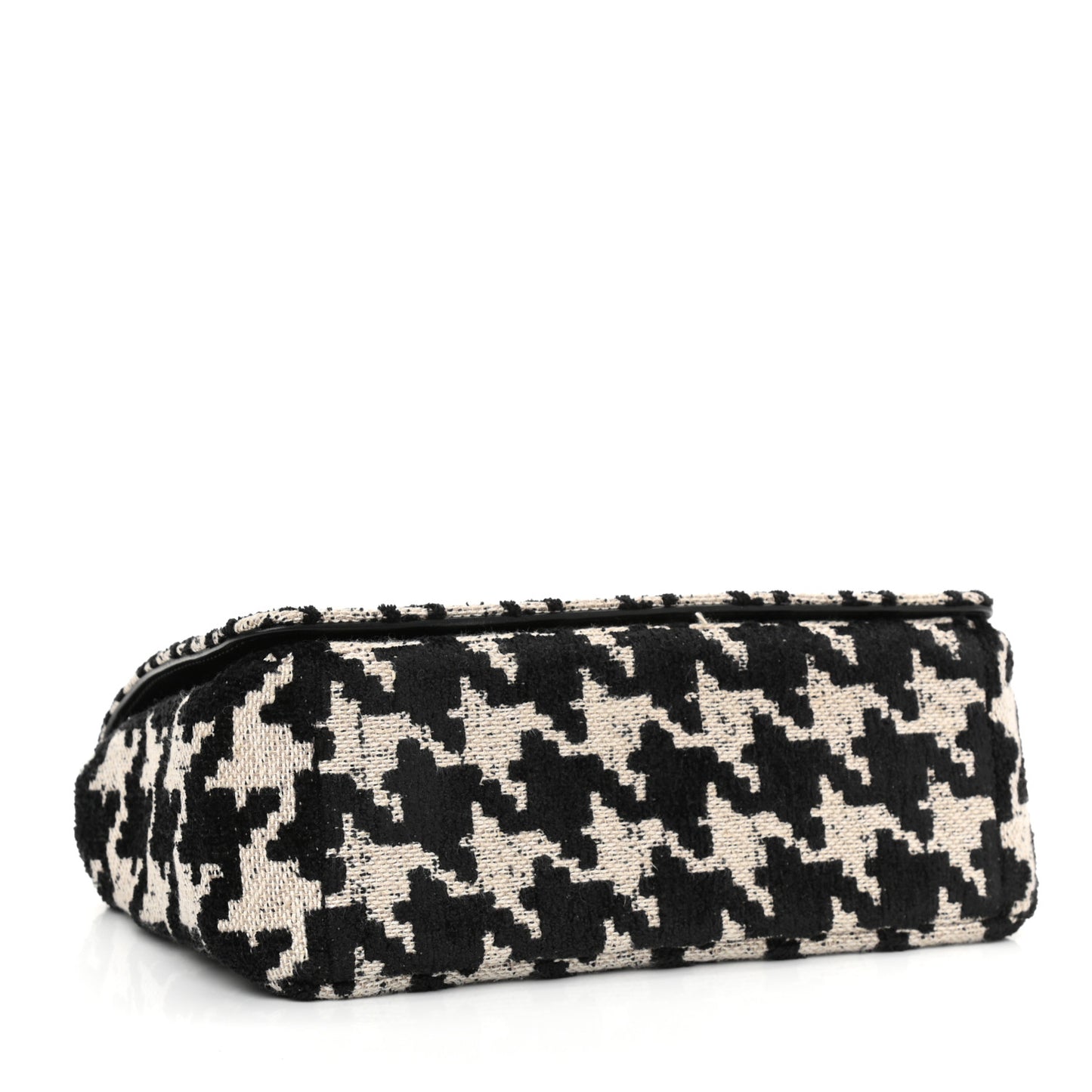 Technical Canvas Macro Houndstooth Medium Caro Bag Black White