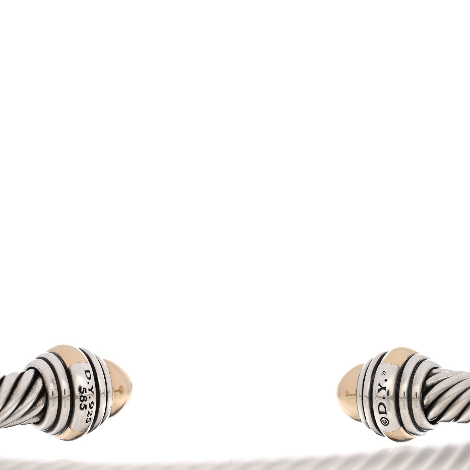 David Yurman Sterling Silver 14K Yellow Gold 5mm Cable Classics Dome Bracelet 3 of 4