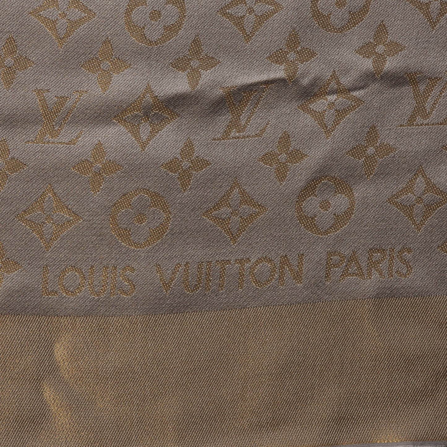 Silk Wool Monogram Shine Shawl Beige