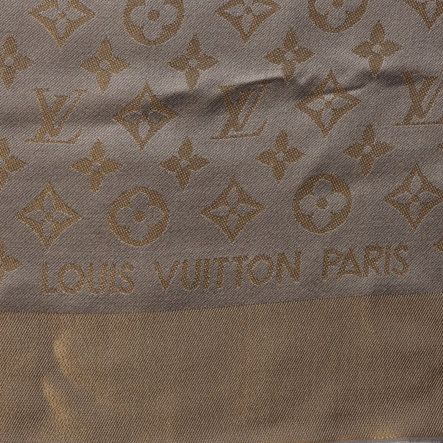 Louis Vuitton Silk Wool Monogram Shine Shawl Beige 4 of 5