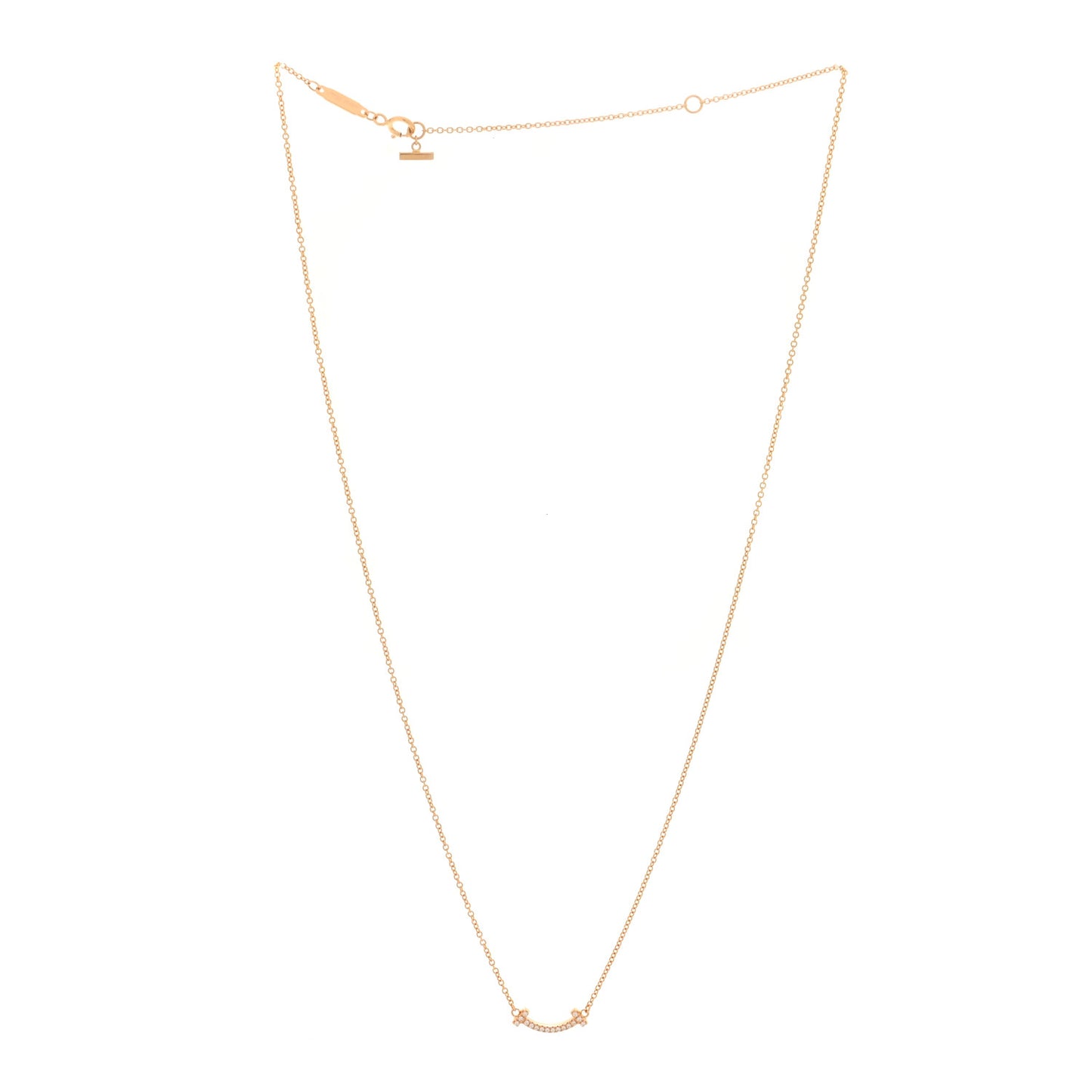 18K Rose Gold Diamond Mini T Smile Pendant Necklace