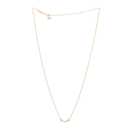 Tiffany 18K Rose Gold Diamond Mini T Smile Pendant Necklace 3 of 7