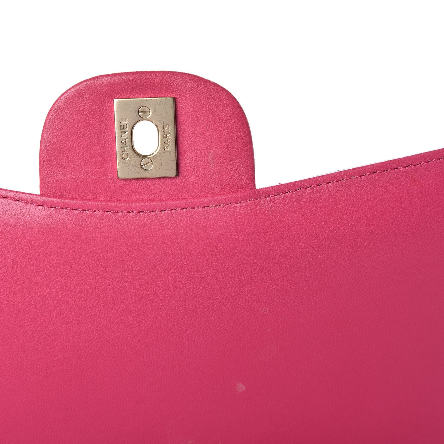Lambskin Quilted Jumbo Mademoiselle Chic Flap Fuchsia