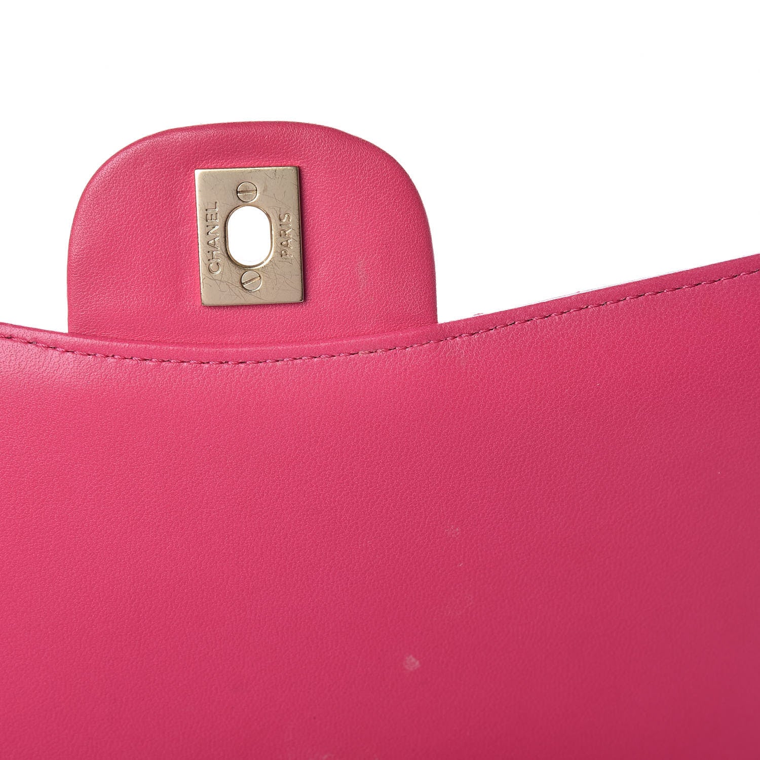 Chanel Lambskin Quilted Jumbo Mademoiselle Chic Flap Fuchsia 31 of 32