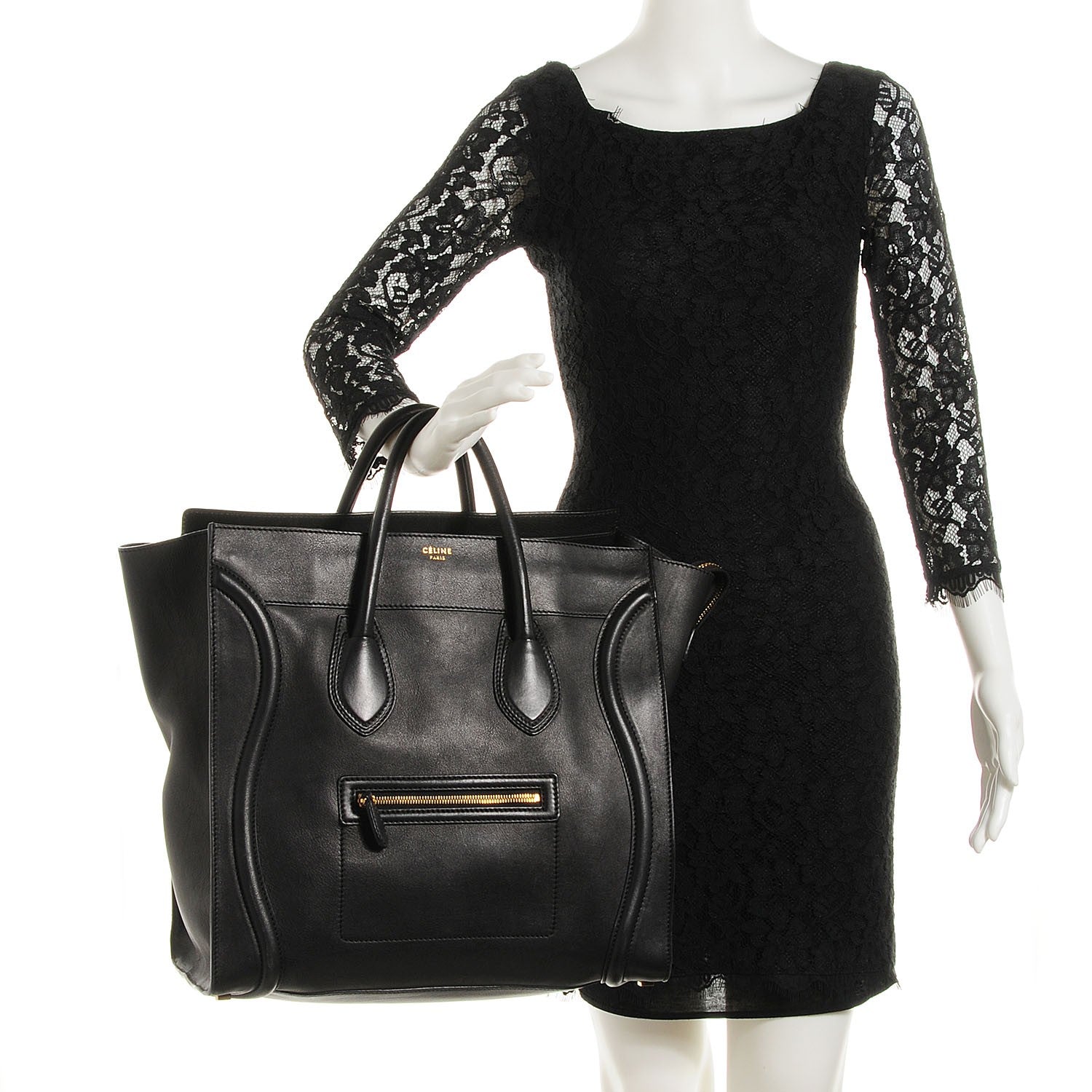 Celine Smooth Calfskin Medium Luggage Black 2 of 7