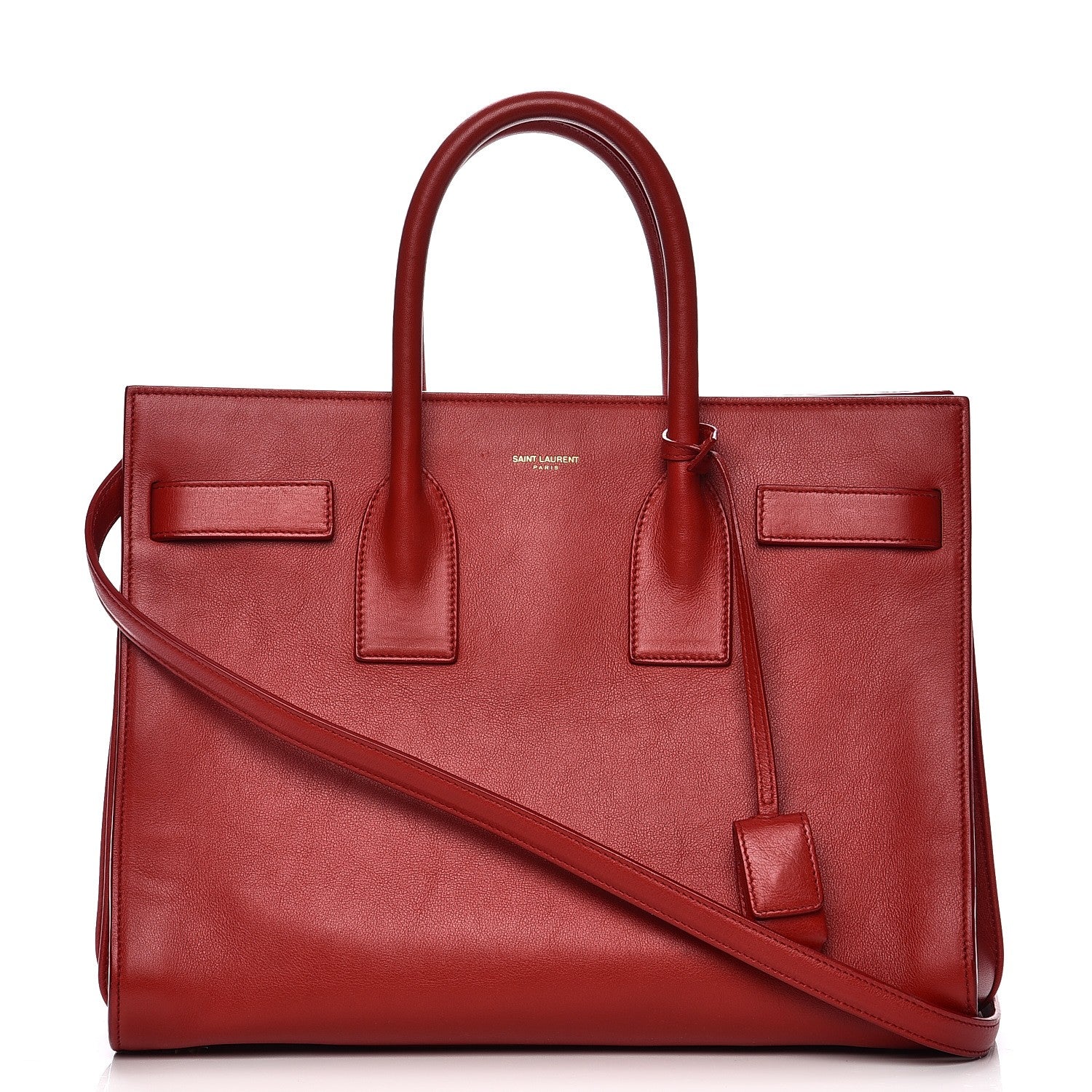 Saint Laurent Grained Calfskin Small Sac De Jour Lipstick Red 1 of 12