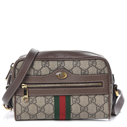 Gucci GG Supreme Monogram Web Mini Ophidia Shoulder Bag Brown 1 of 13