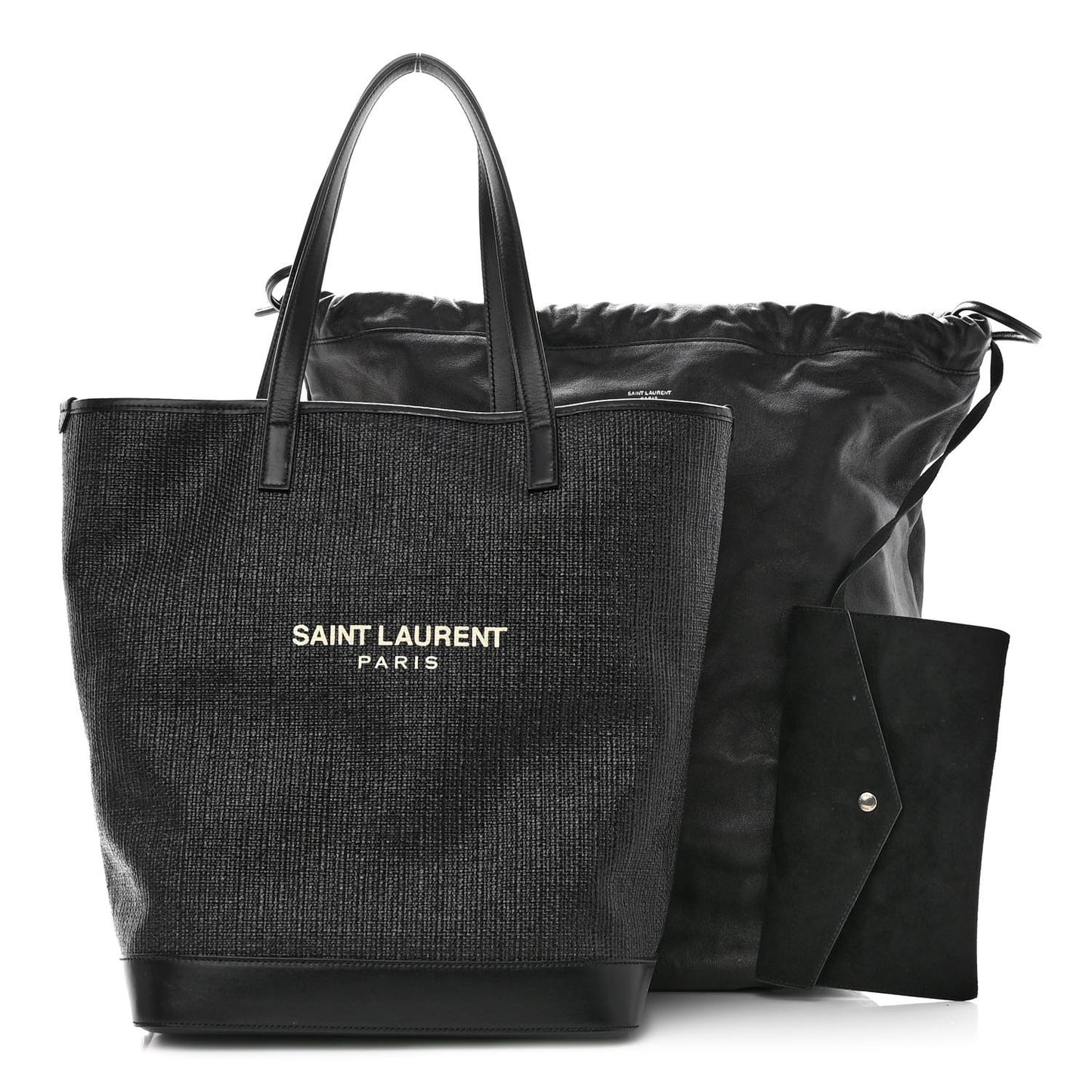 Linen Canvas Teddy Shopping Bag Black