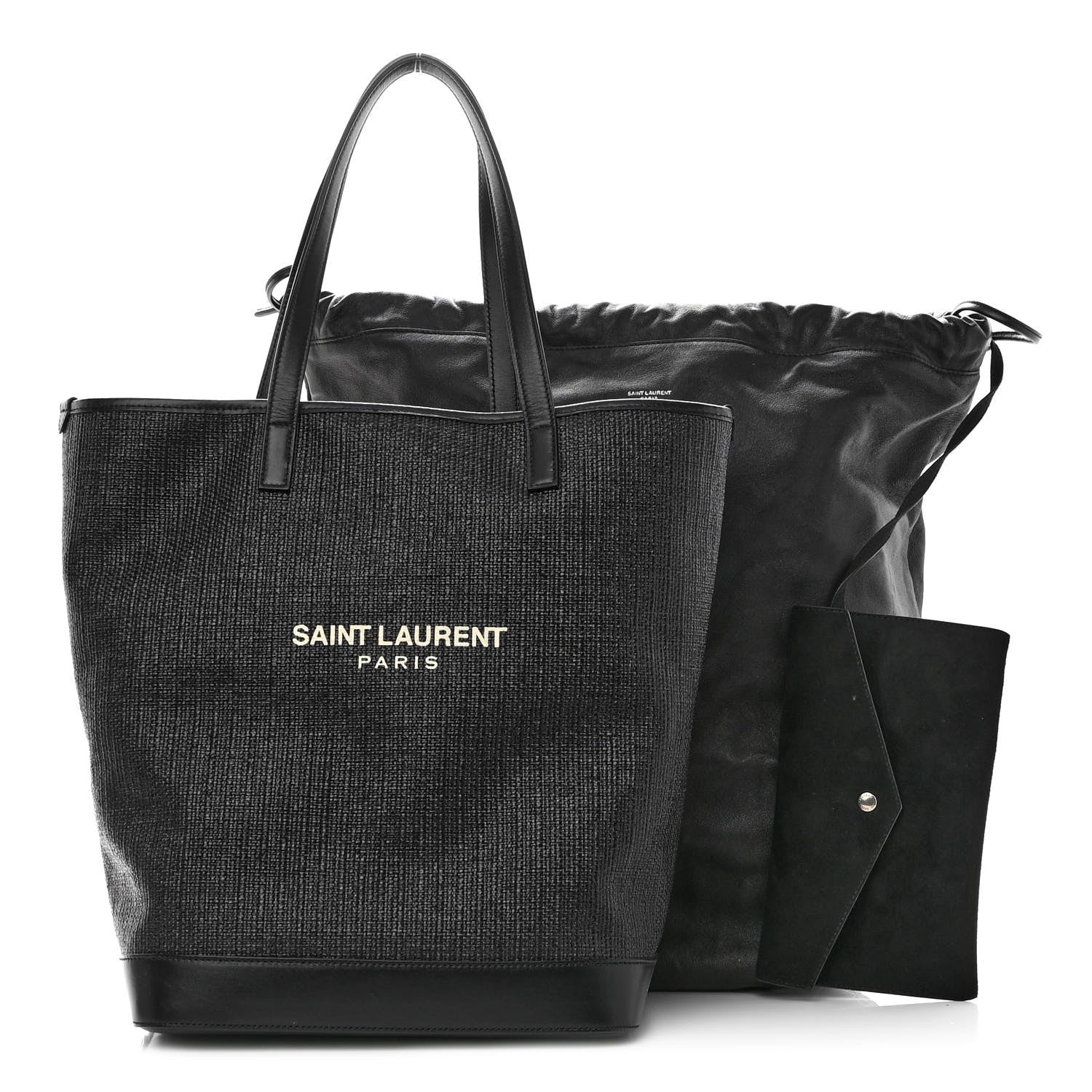 Saint Laurent Linen Canvas Teddy Shopping Bag Black 3 of 11