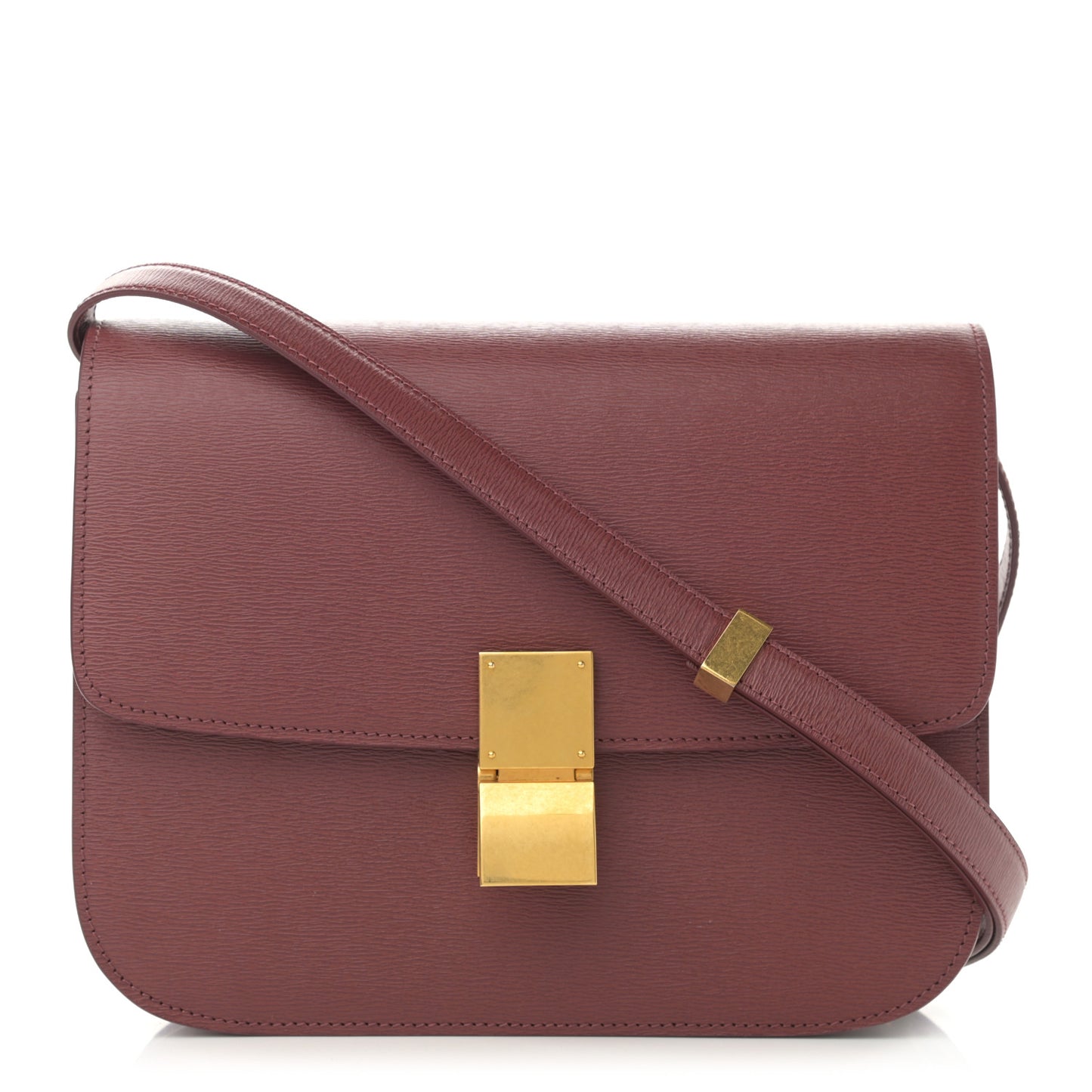 Liege Calfskin Medium Classic Box Flap Bag Burgundy