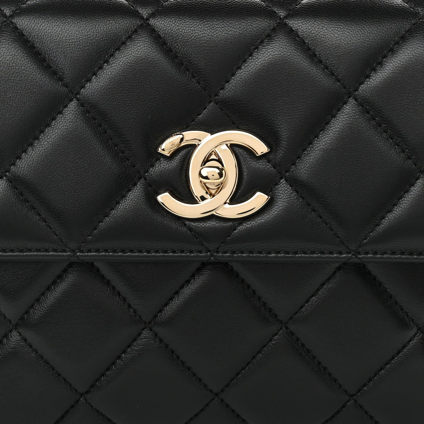 Lambskin Quilted Small Trendy CC Dual Handle Flap Bag Black
