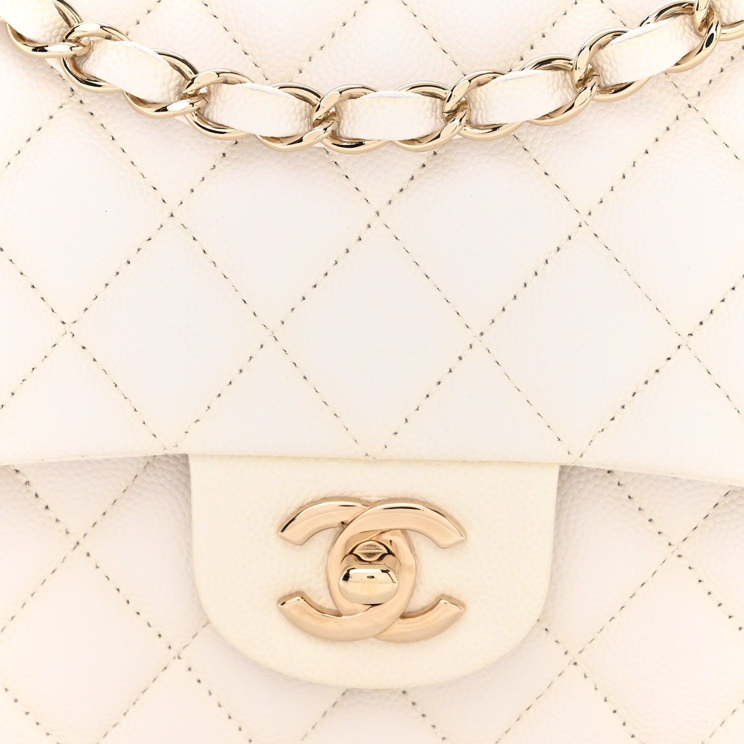 Chanel Caviar Quilted Medium Double Flap White 7 of 11
