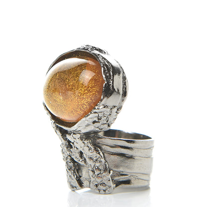 Saint Laurent Glass Cabochon Arty Ovale Ring 7 Yellow 3 of 6