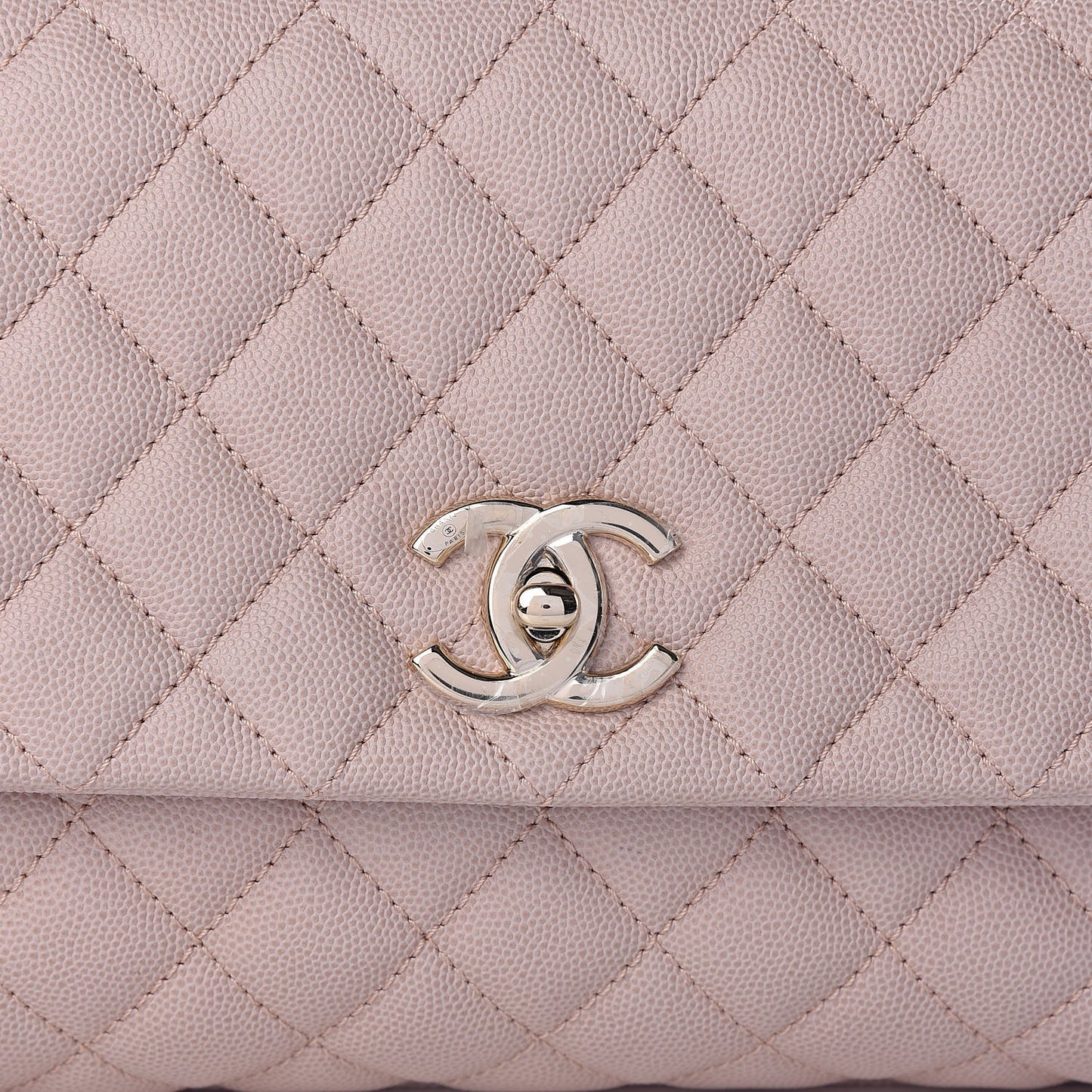 Caviar Quilted Small Coco Handle Flap Light Pink