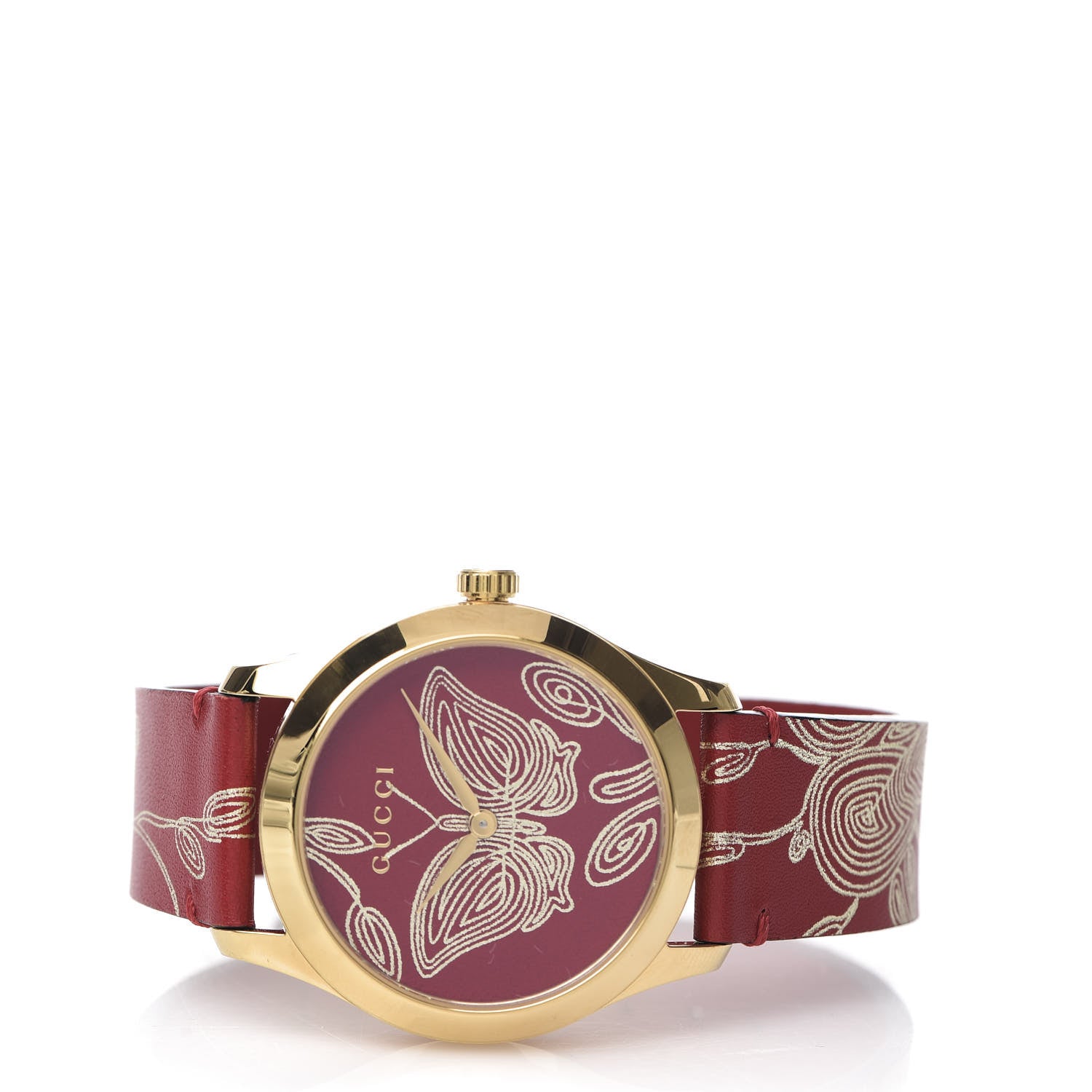 Gucci Stainless Steel Calfskin 38mm G-Timeless Butterfly Quartz Watch Red 3 of 8