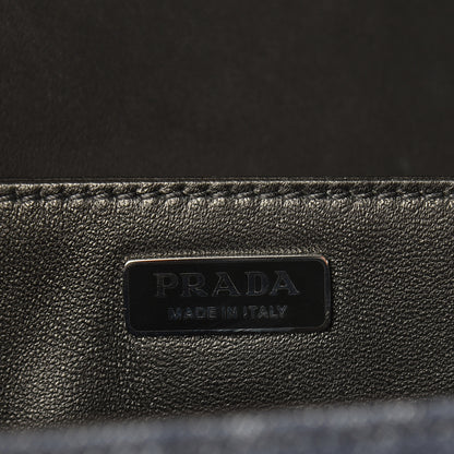 Prada Denim City Calf Cahier Bag Blue Black 6 of 9