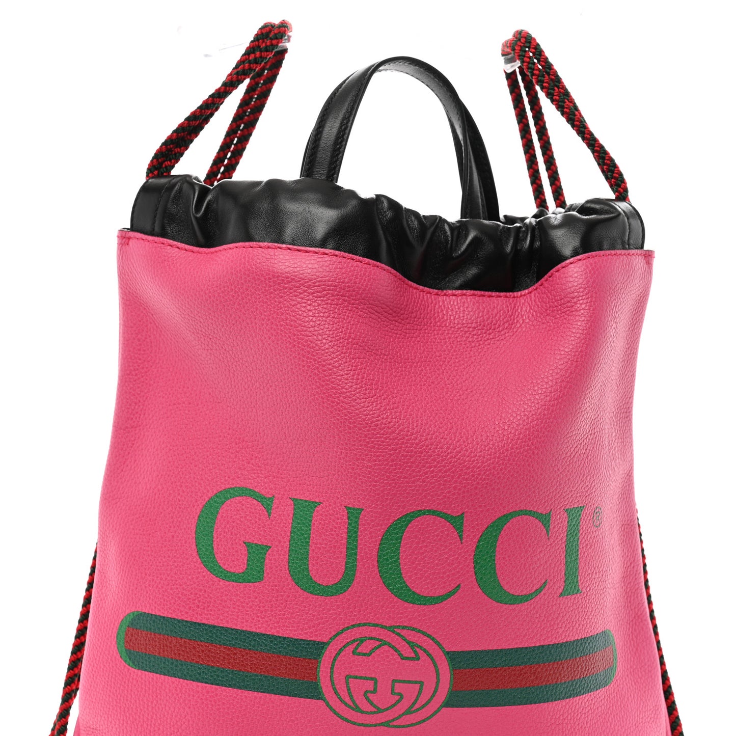 Grained Calfskin Logo Drawstring Backpack Box Pink Green Black
