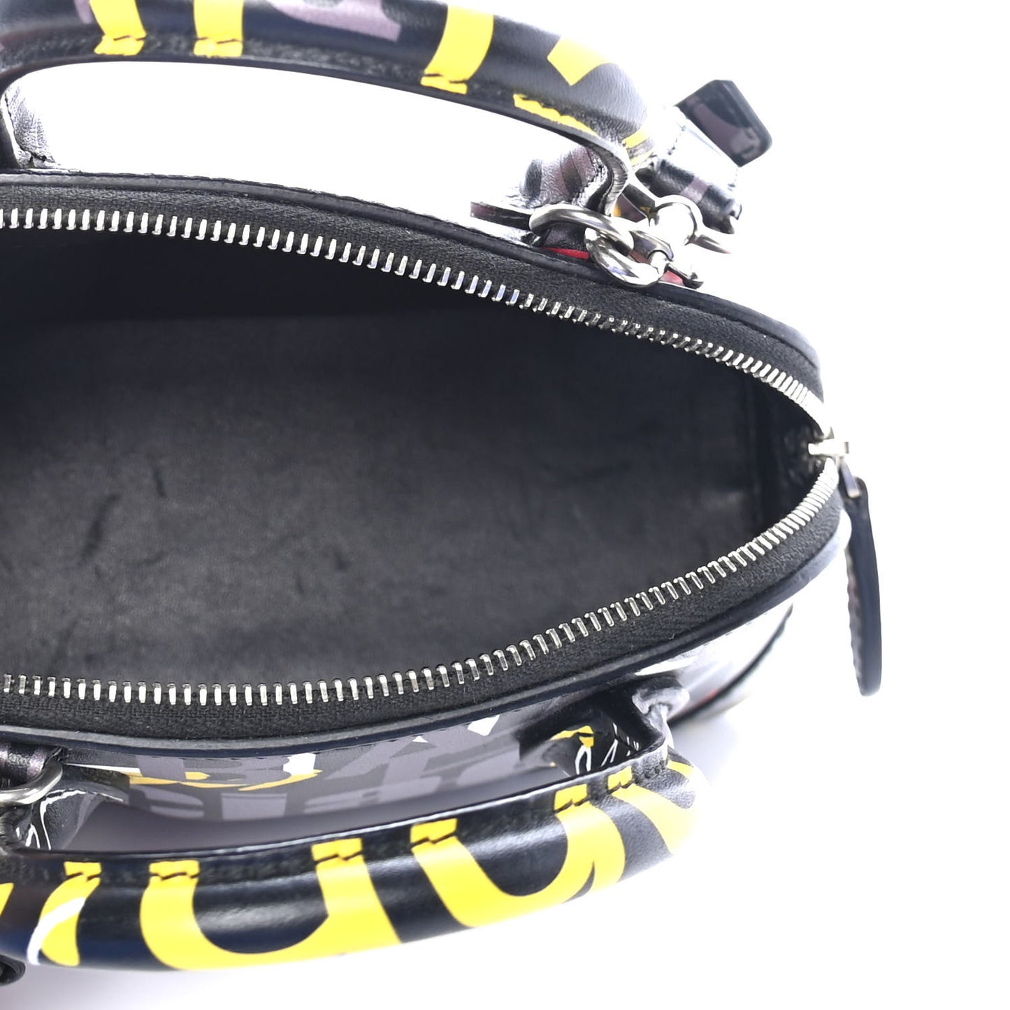 Calfskin Logo Print XXS Ville Top Handle Bag Black Multicolor
