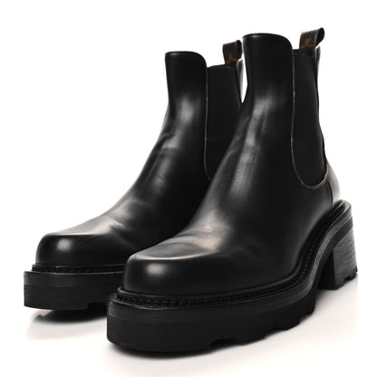 Louis Vuitton Calfskin Monogram Beaubourg Ankle Boots 40 Black 3 of 7