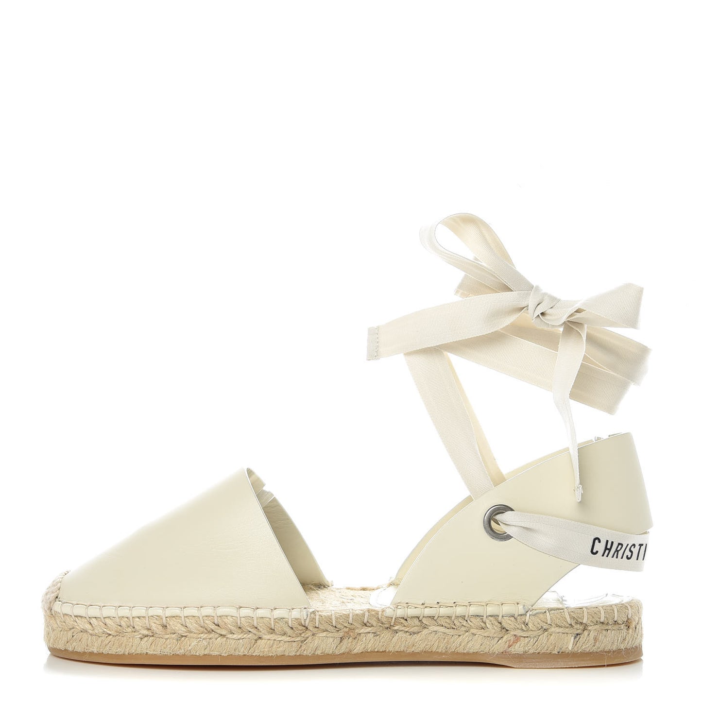 Calfskin Nicely-D Ankle Tie Espadrilles Flats 37.5 Off White