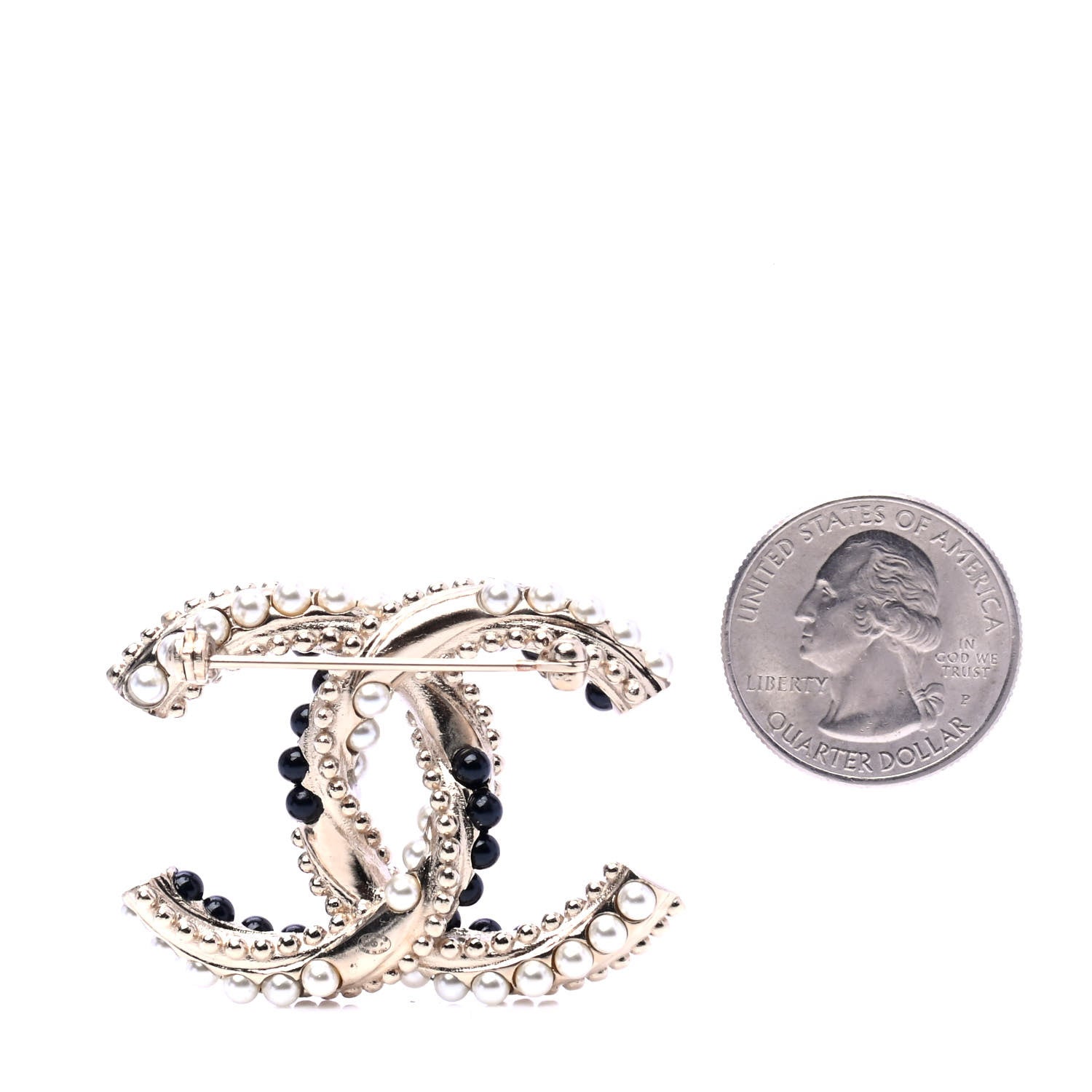 Chanel Resin Pearl Twisted CC Brooch Gold 2 of 5
