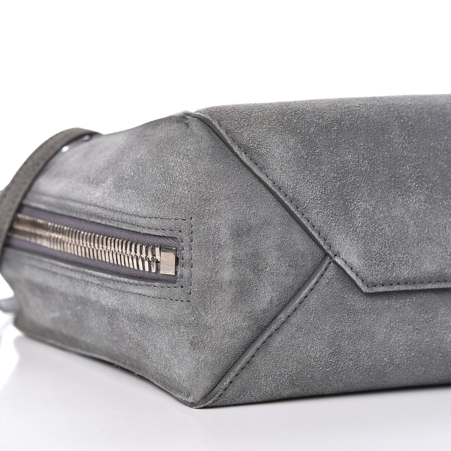 Baby Daim Suede Plate Hardware Papier A6 Zip Around Tote Grey