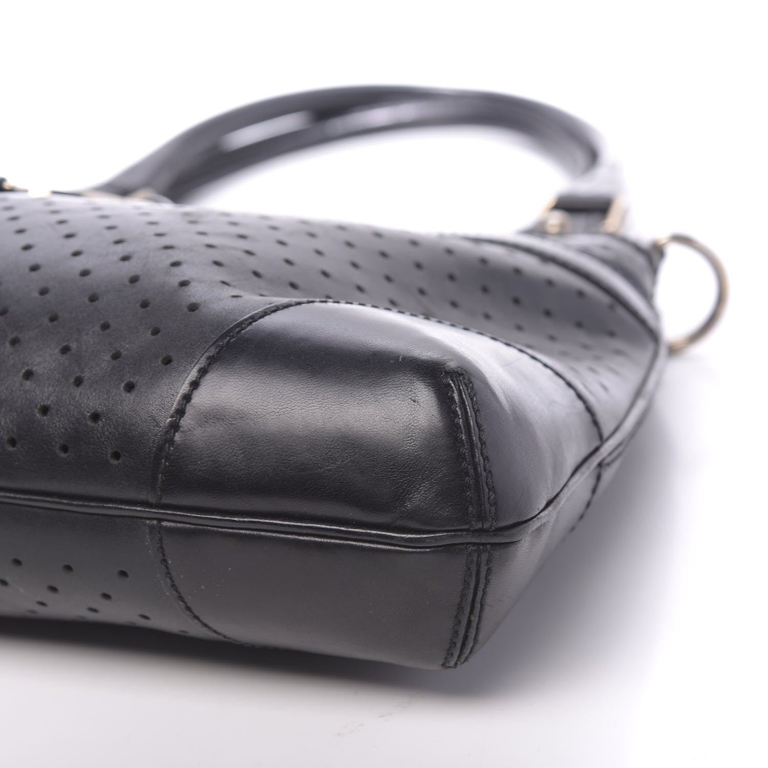 Gucci Calfskin Perforated GG Reins Hobo Black 9 of 11