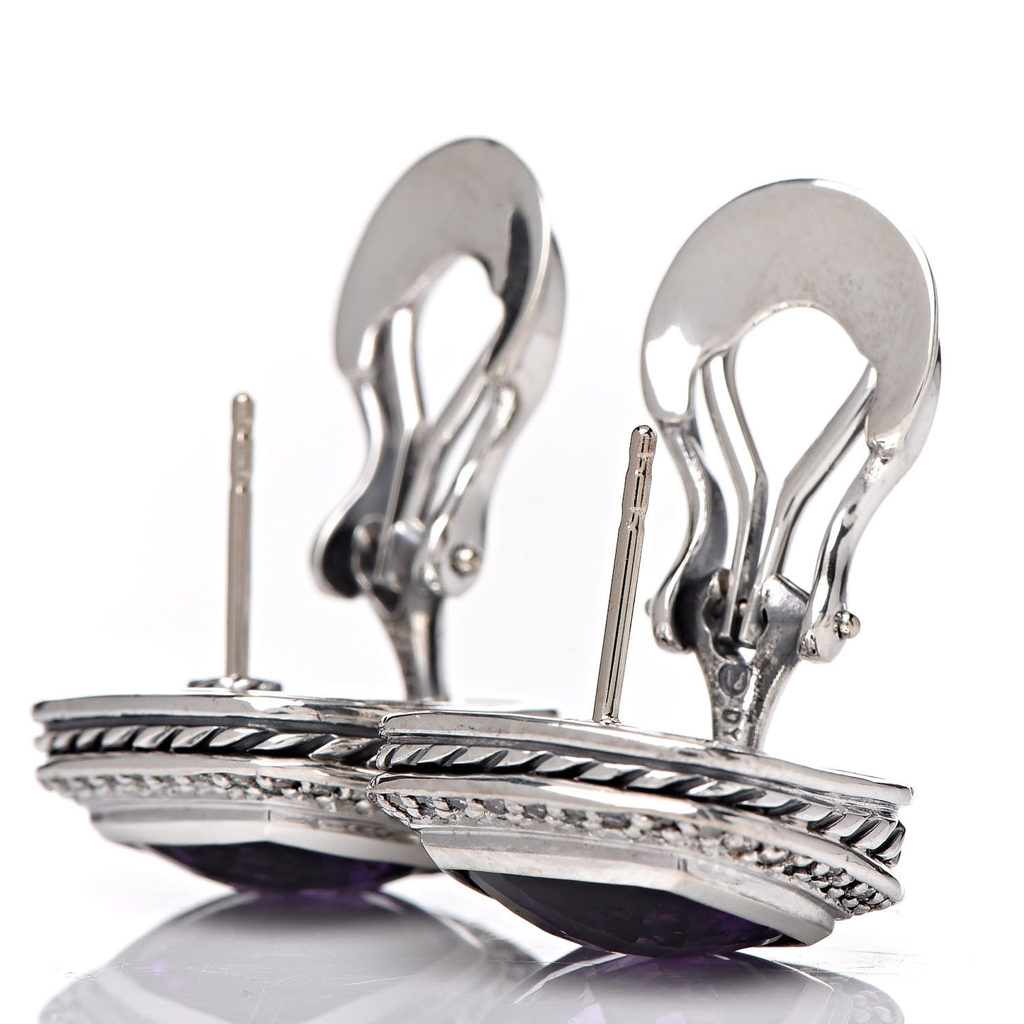 Sterling Silver Diamond Amethyst 14mm Albion Earrings