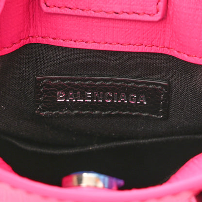 Balenciaga Squared Calfskin Logo Shopping Phone Holder Bag Acid Fuchsia 6 of 9