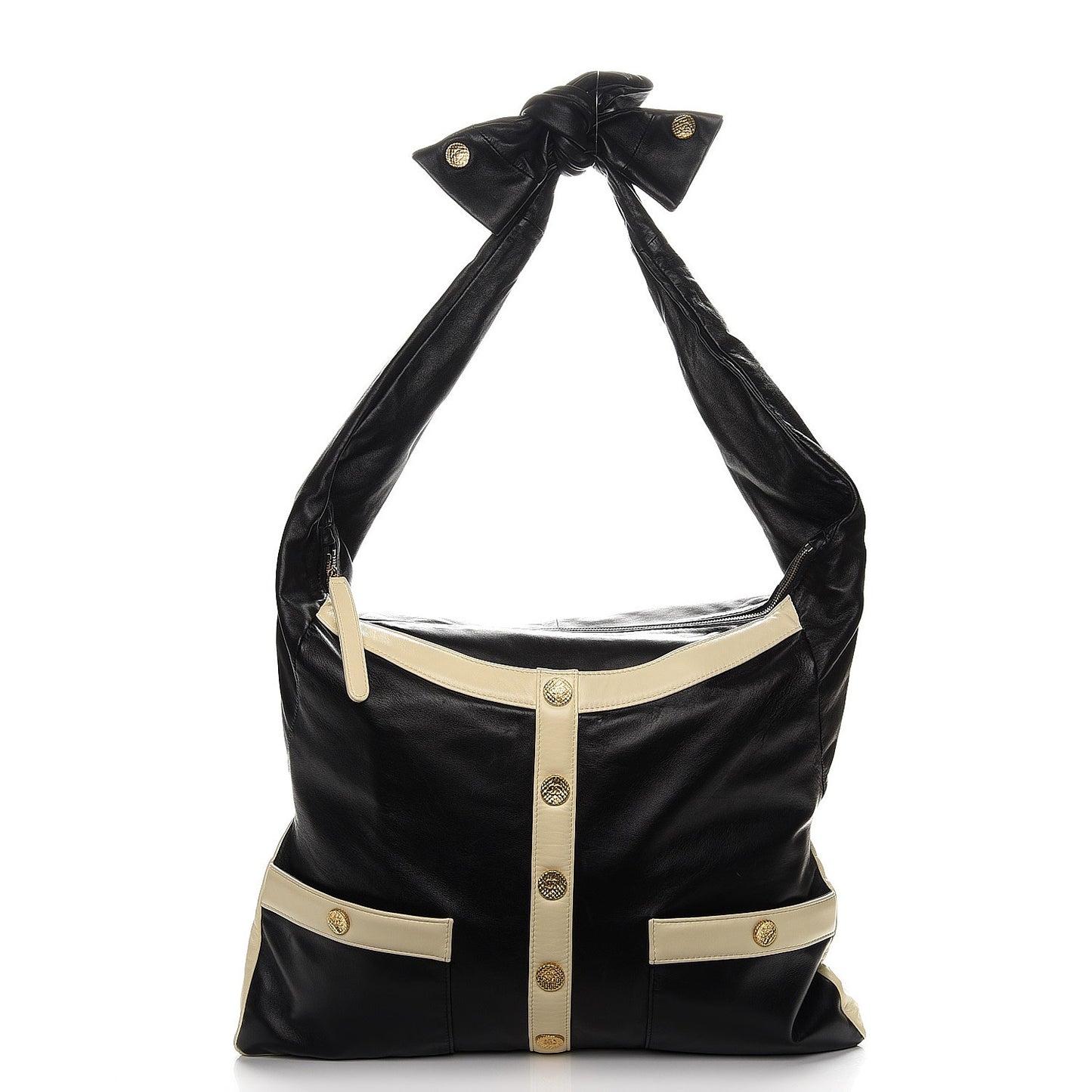 Lambskin Large Girl Bag Black Beige