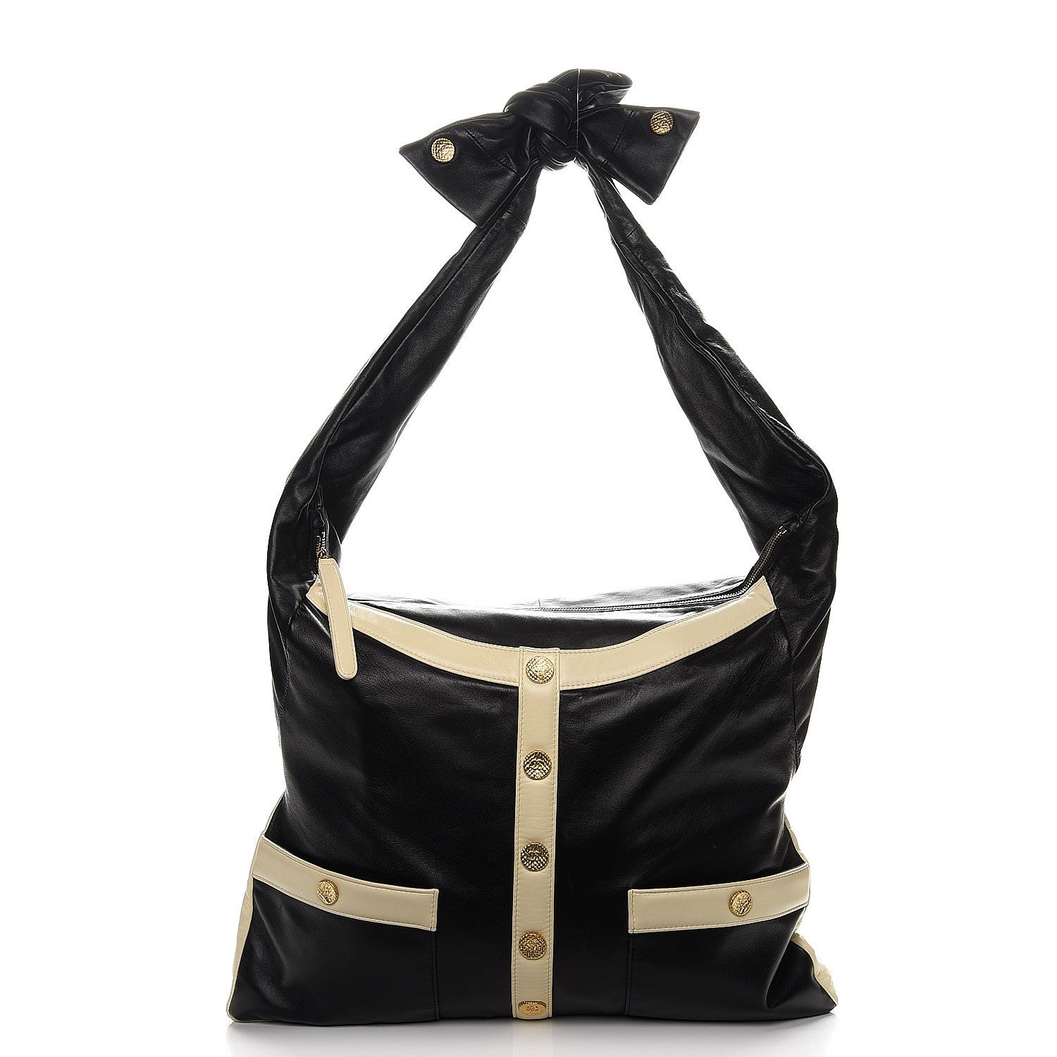 Chanel Lambskin Large Girl Bag Black Beige 1 of 8