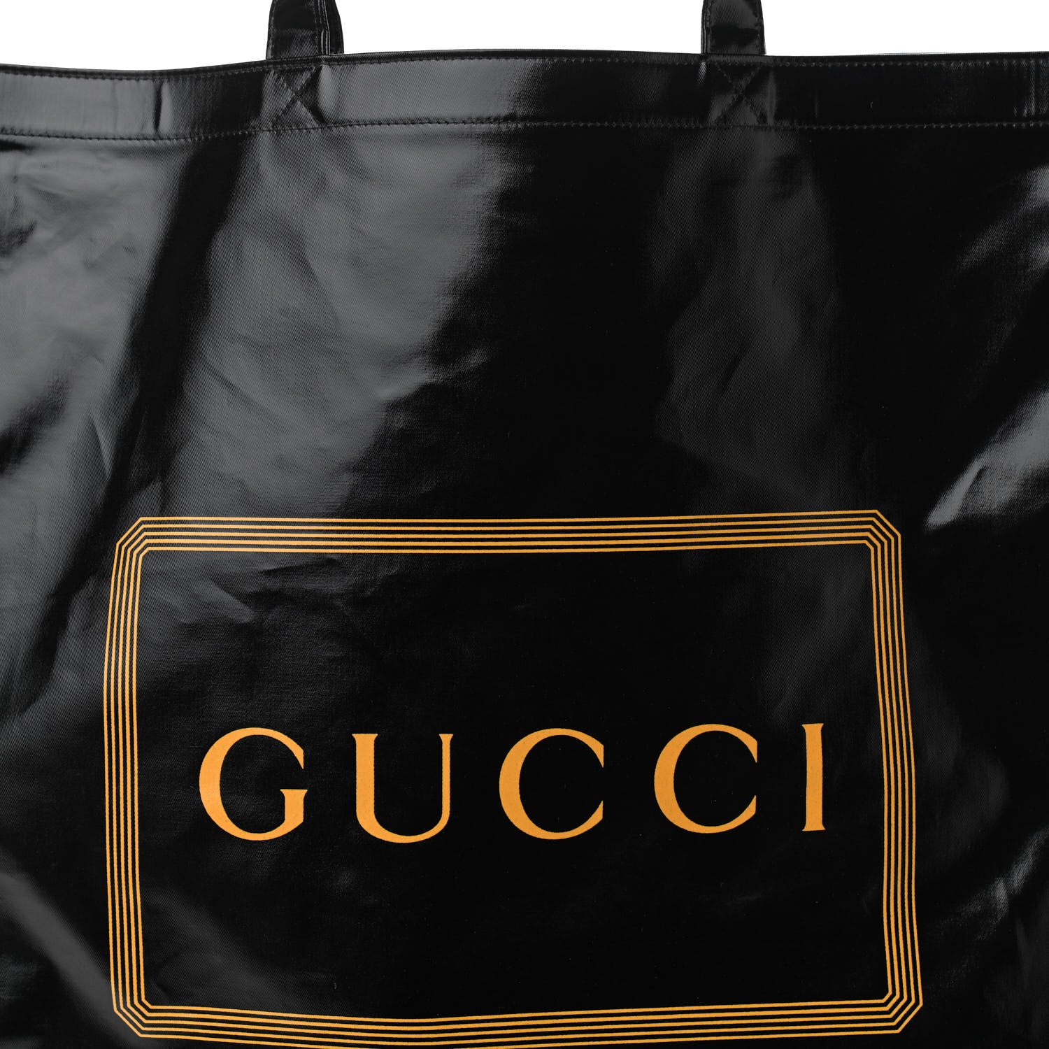 Gucci Patent Canvas Frame Logo Vertical Tote Black Crop 8 of 10