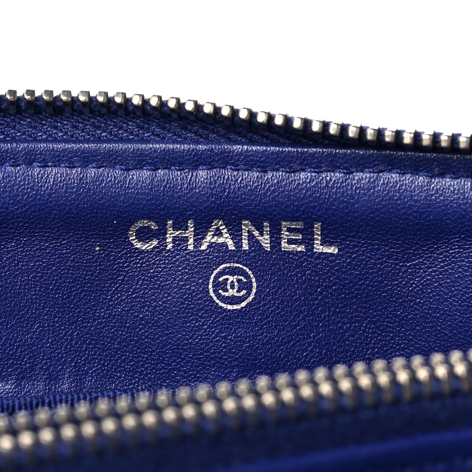 Chanel Lambskin Quilted Large Zipped Clutch Blue 6 of 10