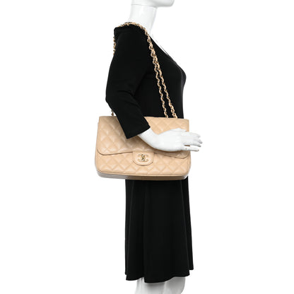 Chanel Caviar Quilted Jumbo Single Flap Beige 2 of 10
