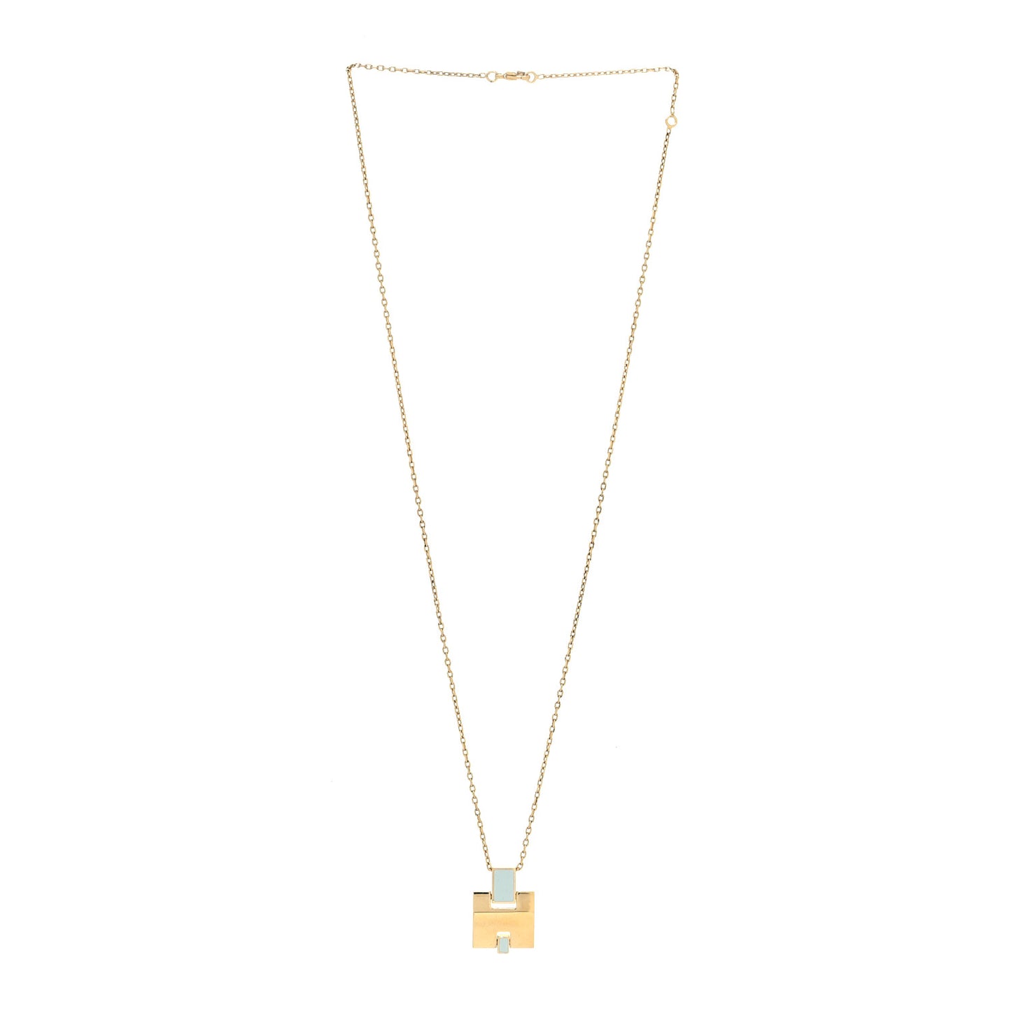 Gold Plated Lacquered Eileen Pendant Necklace Bleu Pastel