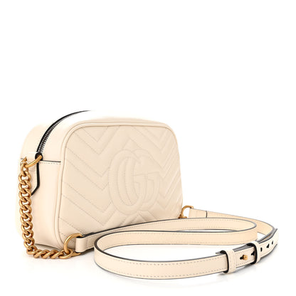 Gucci Calfskin Matelasse Small GG Marmont Chain Shoulder Bag White 2 of 12