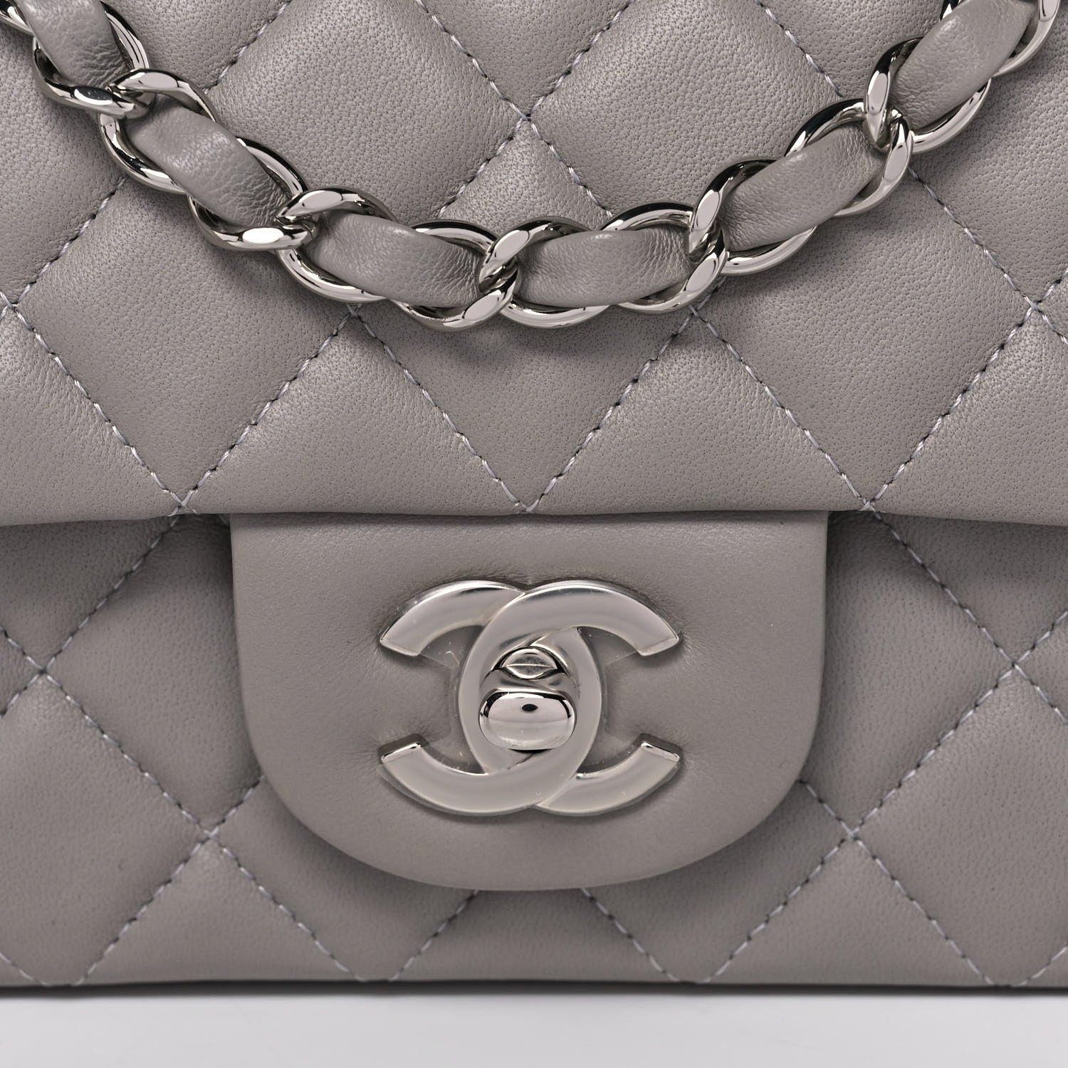Chanel Lambskin Quilted Mini Rectangular Flap Grey 7 of 10