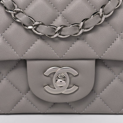 Chanel Lambskin Quilted Mini Rectangular Flap Grey 7 of 10