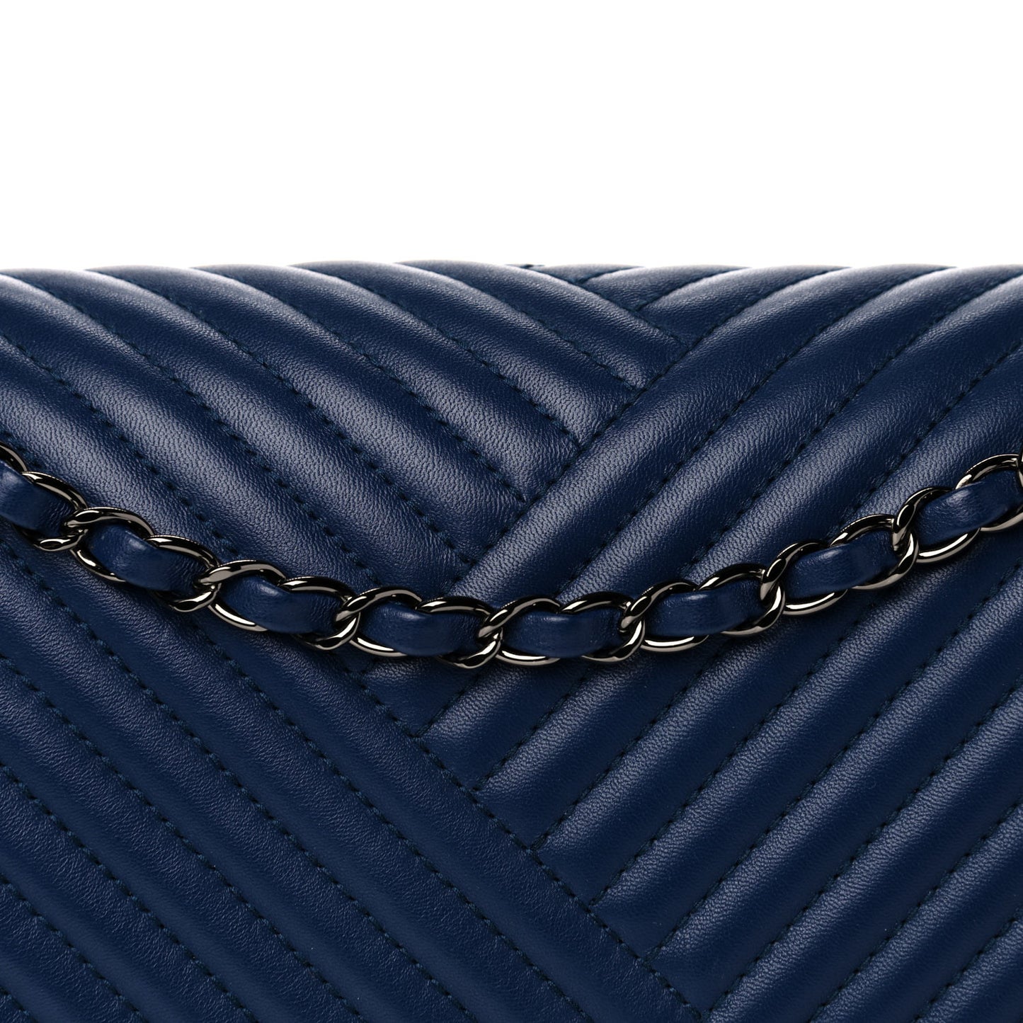 Lambskin Quilted Large CC Crossing Flap Navy