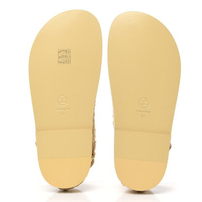 Chanel Braided Fabric Velcro Dad Sandals 37 Beige 5 of 9