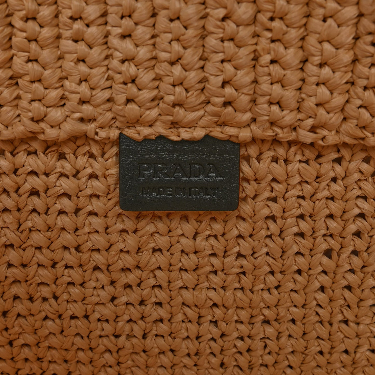 Yarn Raffia Effect Crochet Embroidered Logo Tote Naturale