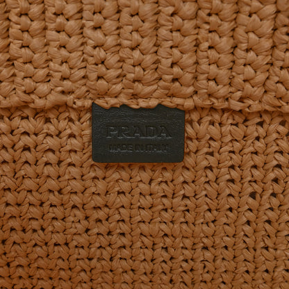 Prada Yarn Raffia Effect Crochet Embroidered Logo Tote Naturale 6 of 9