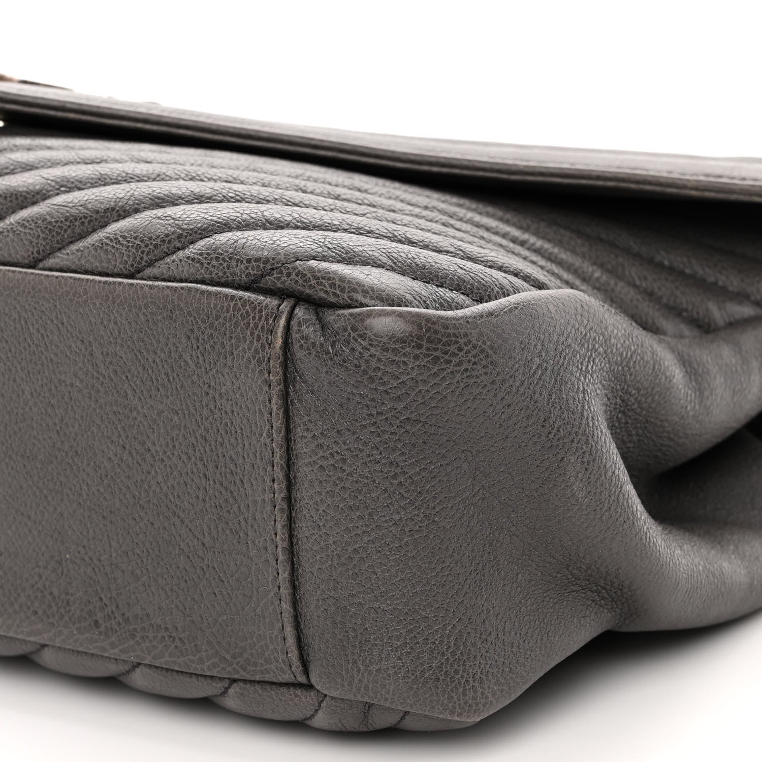 Saint Laurent Sheepskin Matelasse Chevron Monogram Large College Satchel Dark Anthracite 9 of 11