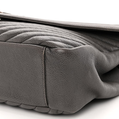 Saint Laurent Sheepskin Matelasse Chevron Monogram Large College Satchel Dark Anthracite 9 of 11