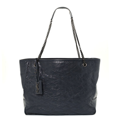 Saint Laurent Crinkled Calfskin Matelasse Monogram Large Niki Shopping Tote Bag Grey 1 of 10