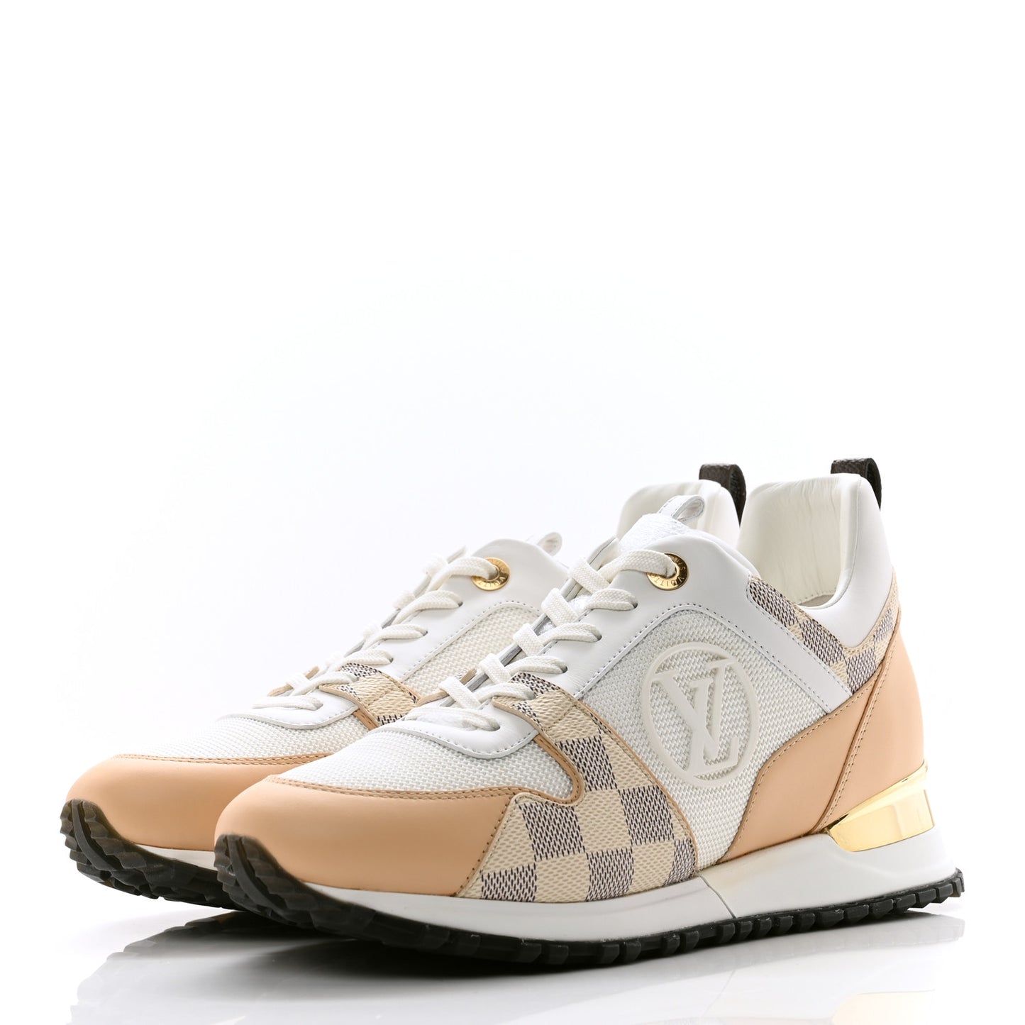 Calfskin Damier Azur Run Away Sneakers 39.5 White